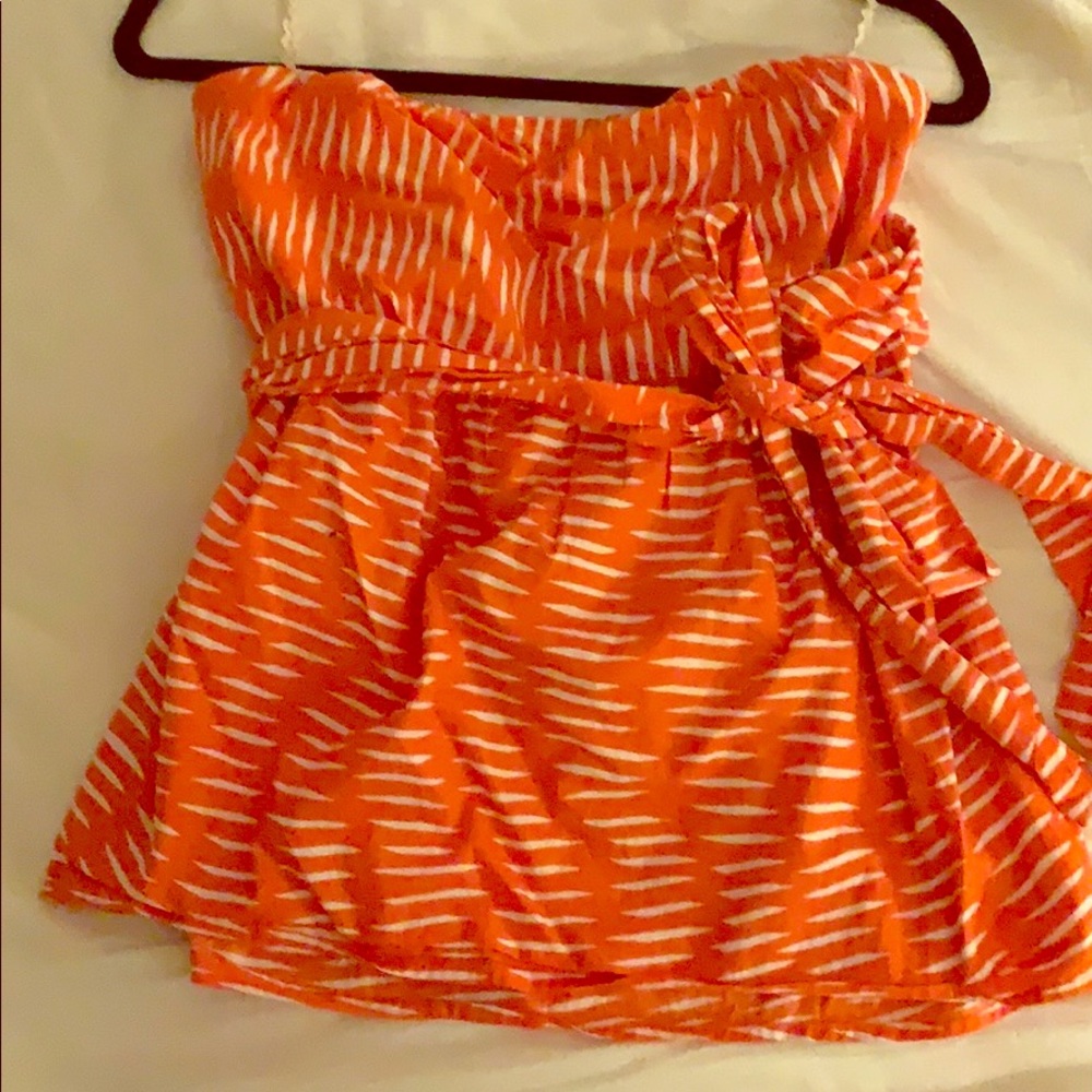 Anthropologie strapless top with sash 12